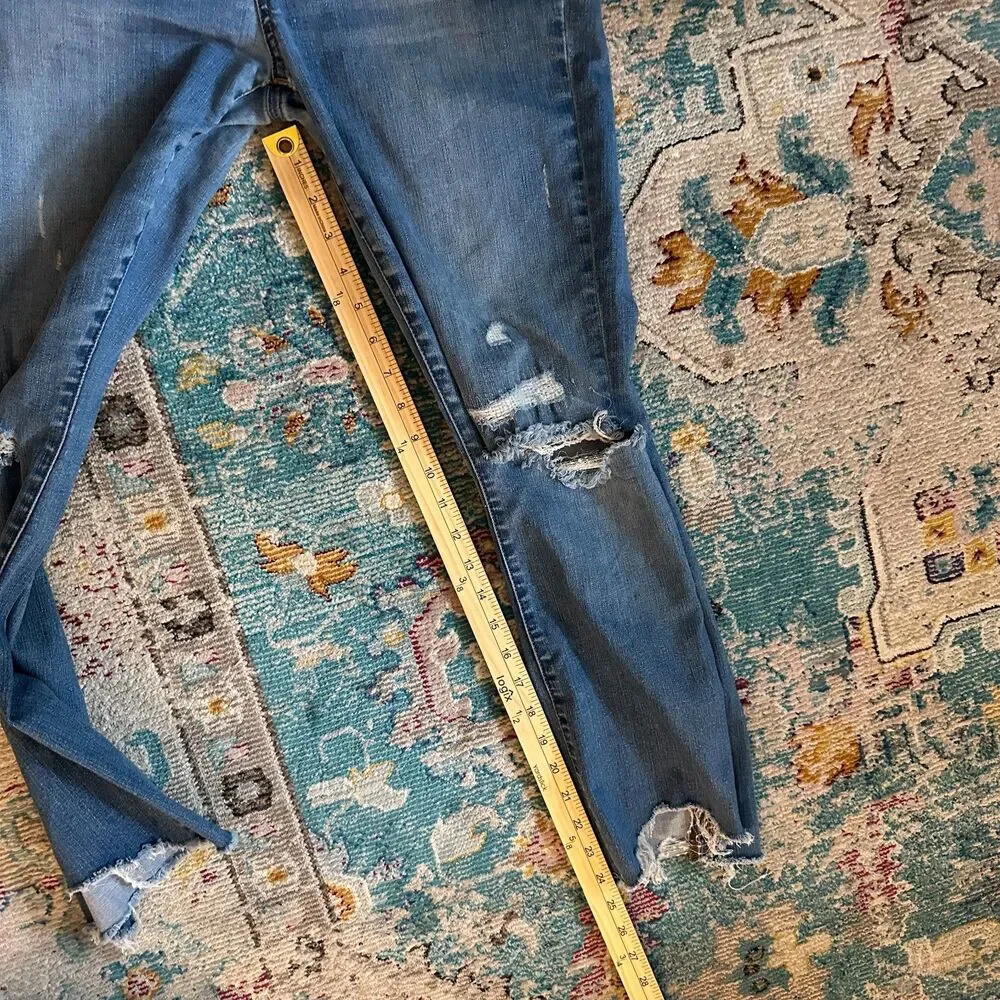 Madewell Medium Wash Button Fly Distressed Cali Demi Boot Stretchy Jeans Size 29